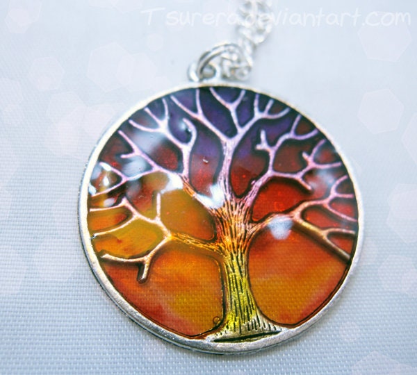 Tree of Life Pendant - Sparkling Twilight Sunrise Sunset Necklace Charm - Prom Christmas Valentine's Jewelry