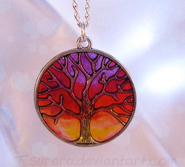 Tree of Life Pendant - Sparkling Twilight Sunrise Sunset Necklace Charm - Prom Christmas Valentine's Jewelry