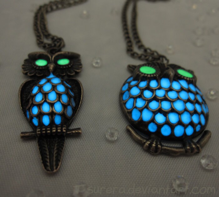 Whimsical Glowing Owl Pendant | Glow in the Dark Bronze Necklace Charm | Twilight Night Mystical Magical Jewelry