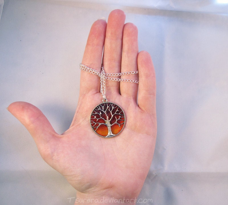 Tree of Life Pendant - Sparkling Twilight Sunrise Sunset Necklace Charm - Prom Christmas Valentine's Jewelry