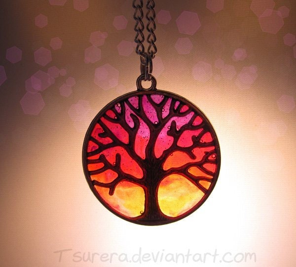 Tree of Life Pendant - Sparkling Twilight Sunrise Sunset Necklace Charm - Prom Christmas Valentine's Jewelry