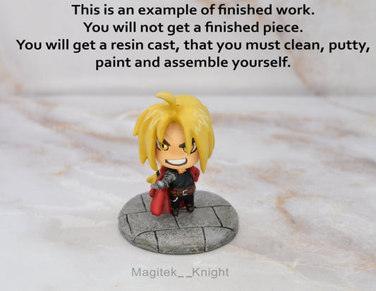 Garage Resin Kit - Ed Edward Elric Fullmetal Alchemist Brotherhood GK - UNASSEMBLED UNPAINTED Chibi Figure Sculpture Collectible Small Batch