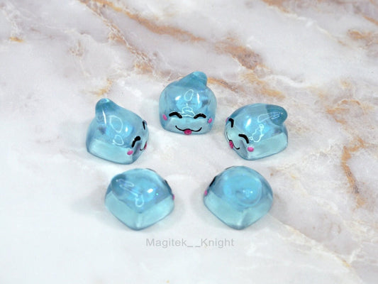 Aqua Blue Happy Slime 1 Artisan Keycap | Cute Slimes Keycaps Tiny Limited Sculpture | Collectible Small Batch Resin | Mechanical Caps