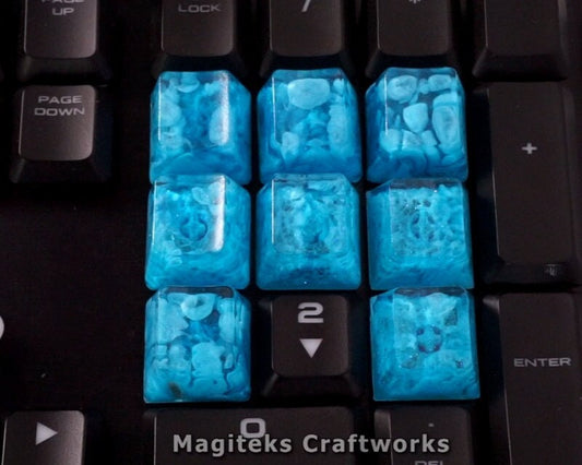 Cerulean Sea 1 Artisan Blue Keycap | Row 4 OEM & Cherry Profile | Limited Keycaps Tiny Collectible Small Batch | Resin Mechanical