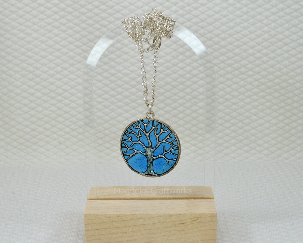 Starry Night Series - Tree of Life Sparkling Night Time Necklace Charm Pendant - Prom Christmas Valentine's Jewelry