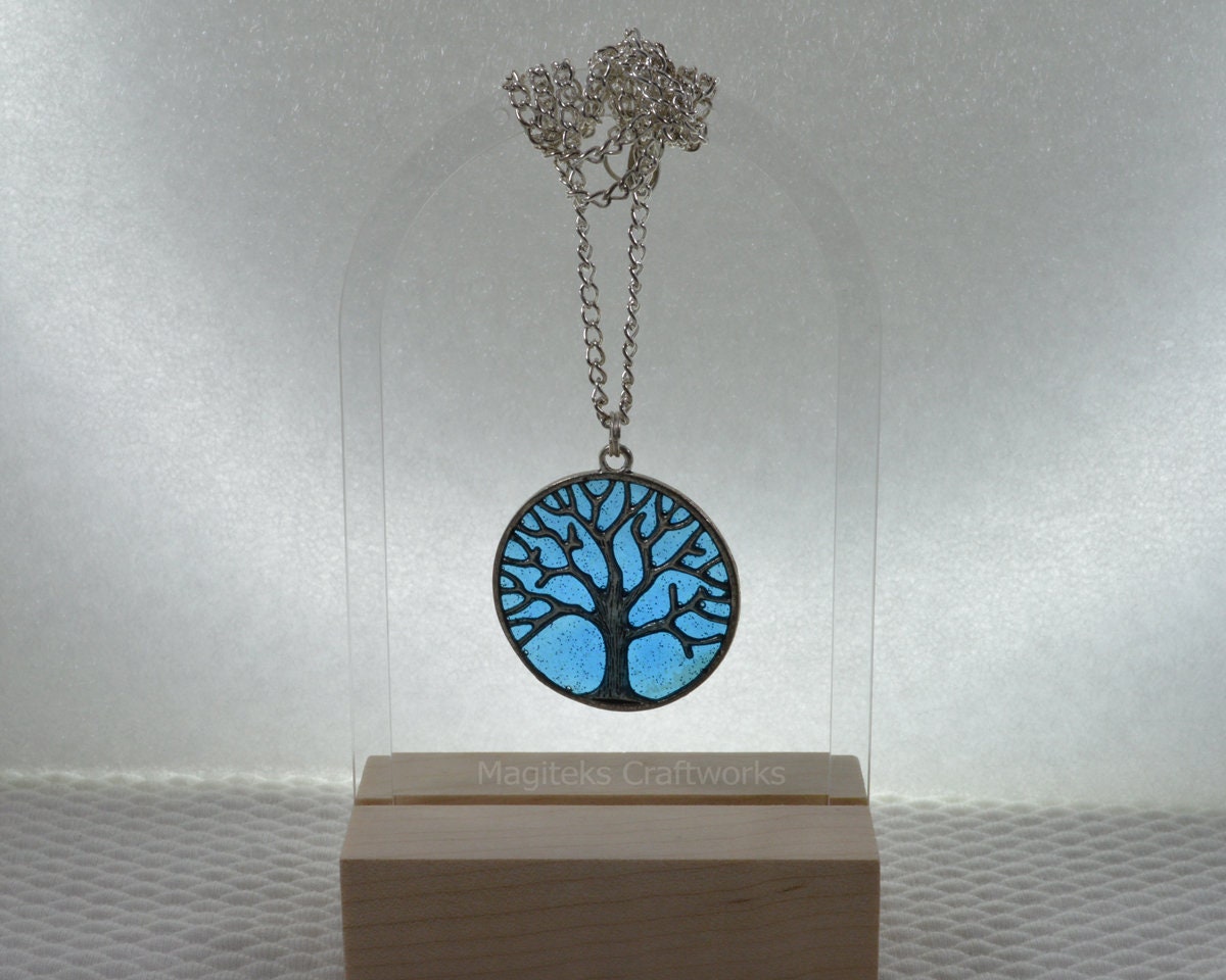 Starry Night Series - Tree of Life Sparkling Night Time Necklace Charm Pendant - Prom Christmas Valentine's Jewelry