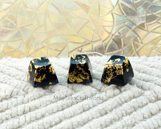 Black & Gold Flake 1 Artisan Keycap | SA Row 4 Lustrous Keycaps | Tiny Collectible Small Batch Resin | Mechanical Caps