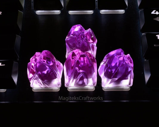 Berry Purple Crystal Peaks 1 Artisan Keycap | Final Fantasy Crystals Keycaps | Tiny Limited Sculpture Collectible | Small Batch Resin