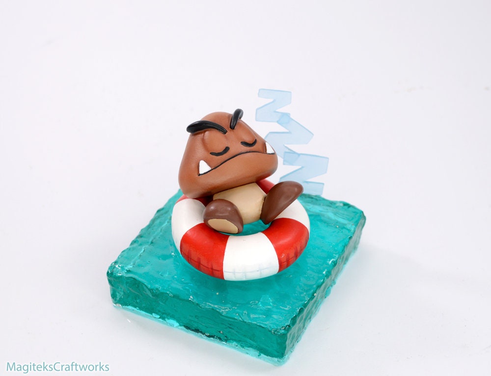 Goomba Summer Time Sleeping Figure - Limited Sculpture Collectible Small Batch Figurine - Super Mario Nintendo Christmas Birthday Geek Gifts