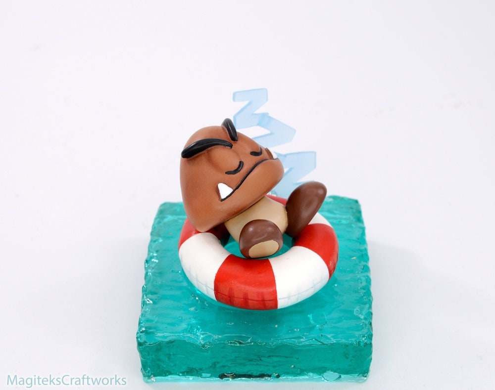 Goomba Summer Time Sleeping Figure - Limited Sculpture Collectible Small Batch Figurine - Super Mario Nintendo Christmas Birthday Geek Gifts